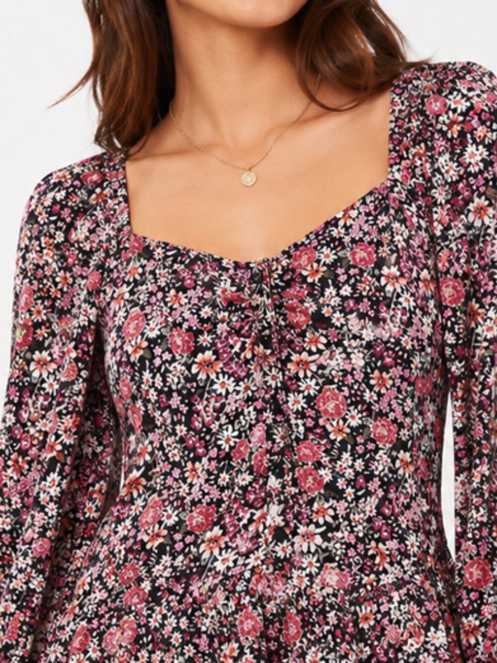 Wild Fable Floral Tie Front Crop Top Women's Large